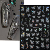 4 Blätter Holographisch Laser Wit Schmetterling Nagelsticker,Y2K Aurora Schmetterlinge Stern Nail Sticker 3D Flamme Herz Nageldesign Nagelsticker Selbstklebend Nagel Sticker Nagel Zubehör Nail Art