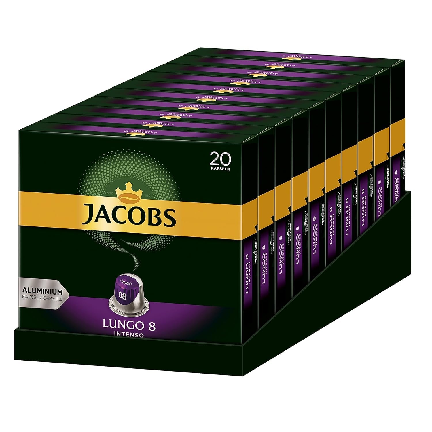 Kaffeekapseln Lungo Intenso, Intensität 8 van 12, 10 x 20 Getränke & Kaffeekapseln Espresso Intenso, Intensität 10 van 12, 200 Nespresso®* compatibel Kapseln, 10 x 20 Getränke