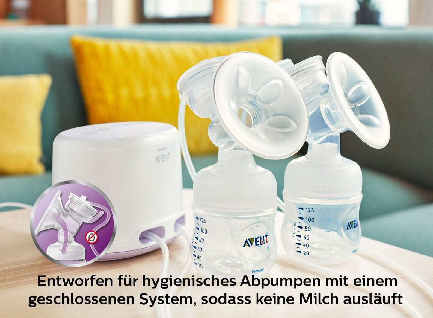 Dubbele elektrische borstkolf Philips Avent SCF334/02 Accessoires Voeding en borstvoeding Bebe Naty Shop