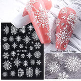 4 Blatt 3D Nagelsticker Weihnachten Nagelaufkleber Christmas 5D Stereoskopisch Selbstklebend Schneeflocke Schneemann Nail Art Sticker Decoratie Nageldesign Zubehör