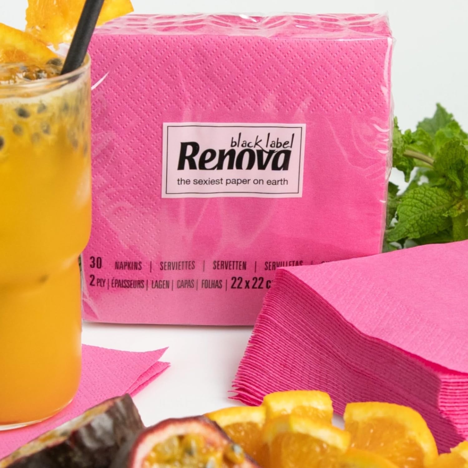 Renova cocktailservetten, fuchsia, 30 servetten