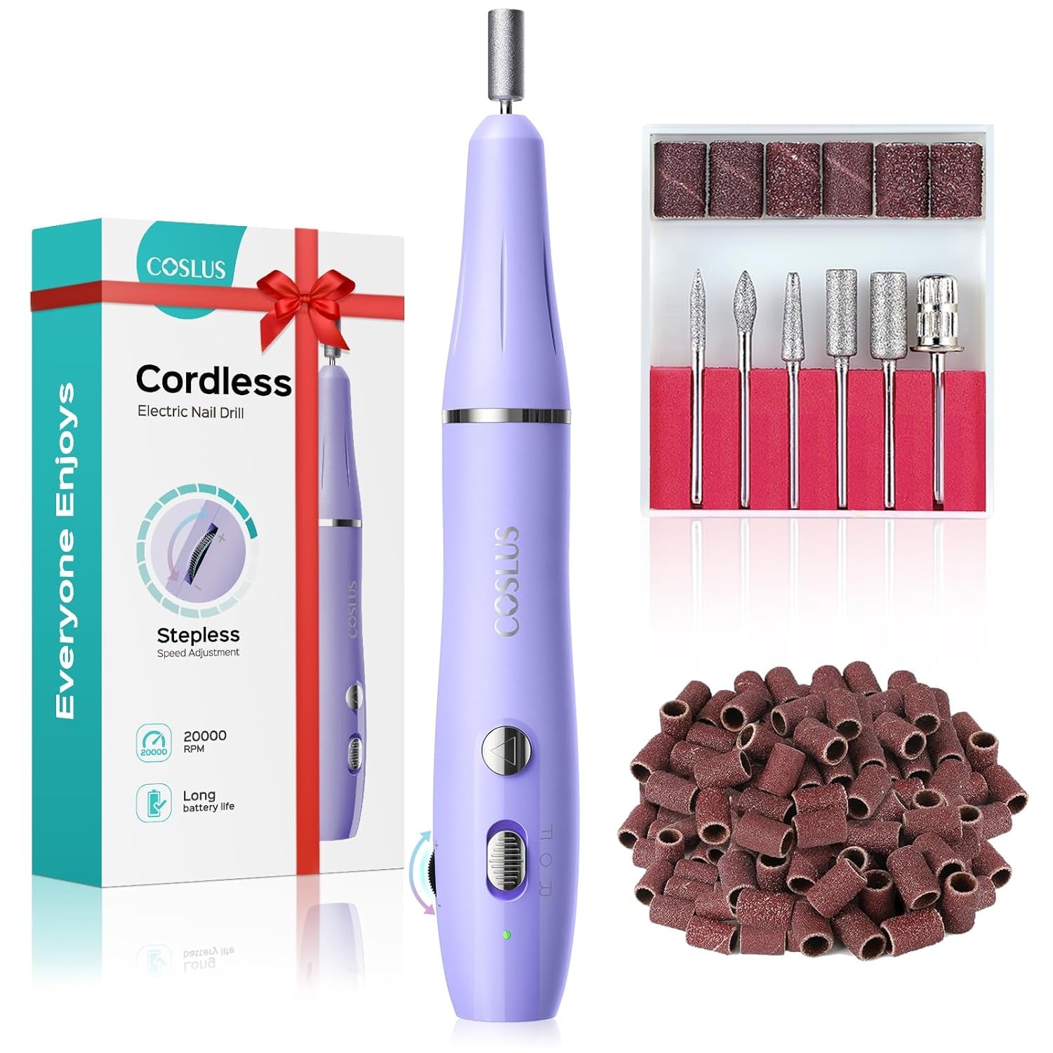 COSLUS Nagelfräser Kabellos Tragbar Für Gelnägel: Elektrische Nagelfeile Stufenlos Geschwindigkeitregelung Für Maniküre Pedicüre en Acrylnägel Plastik Nail Drill Voor Anfänger & Nagelstudio Zuhause