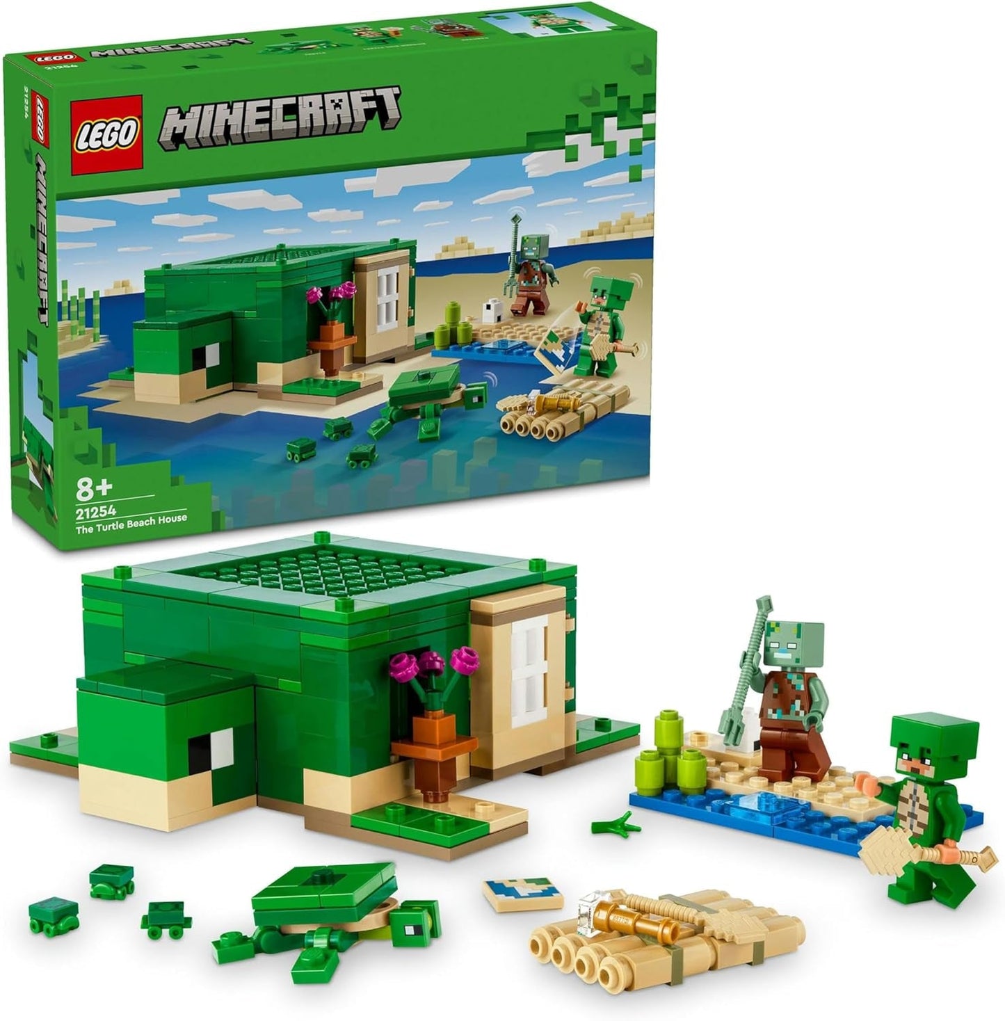 LEGO Minecraft The Turtle Beach House, speelgoedhuis met accessoires voor meisjes en jongens vanaf 8 jaar, set met dieren en videogamekarakters, cadeau voor gamers 21254 Bouwsets Besuche den LEGO-Store Single