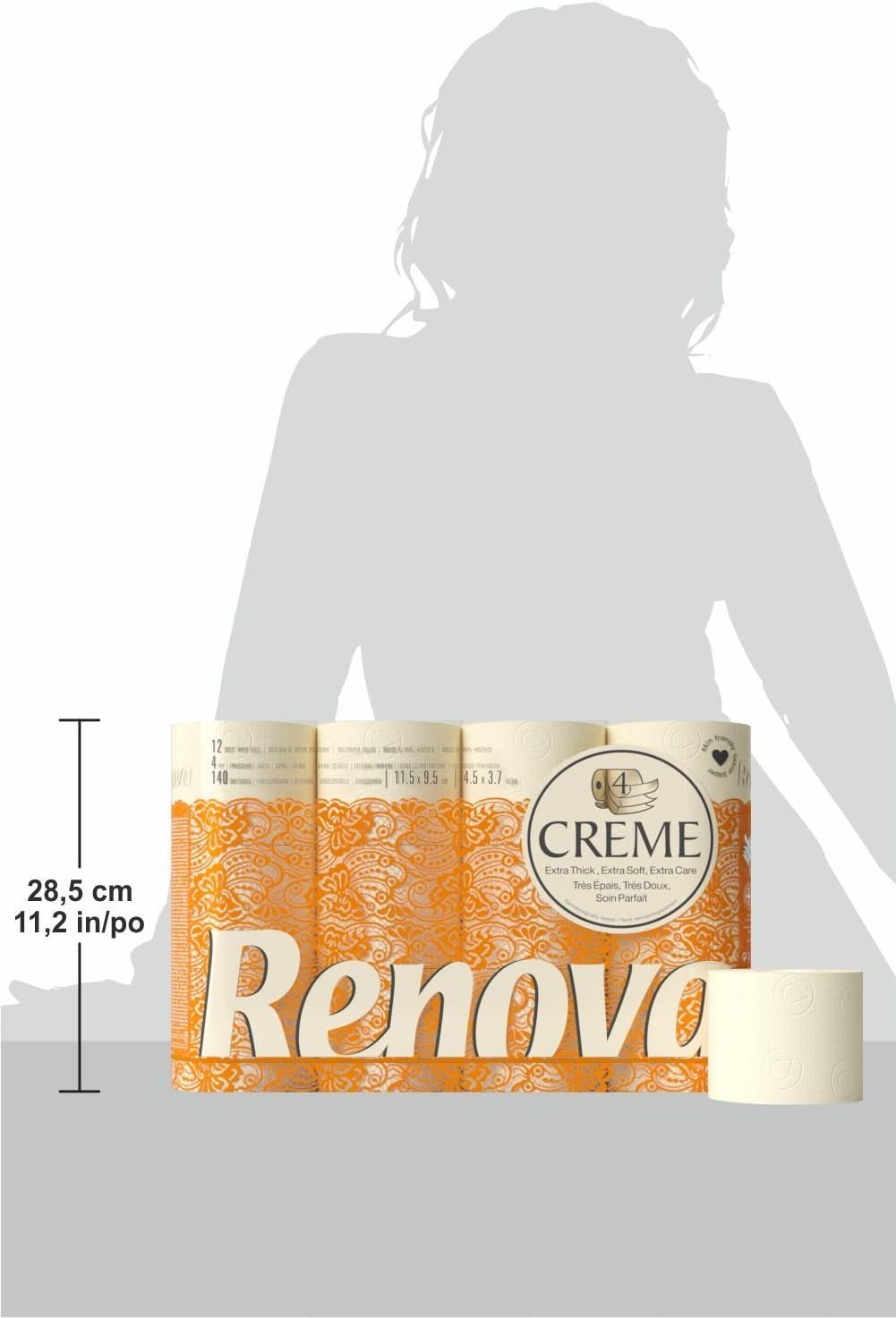 Toiletpapier Renova 4 lagen geurcrème, 12 rollen rol