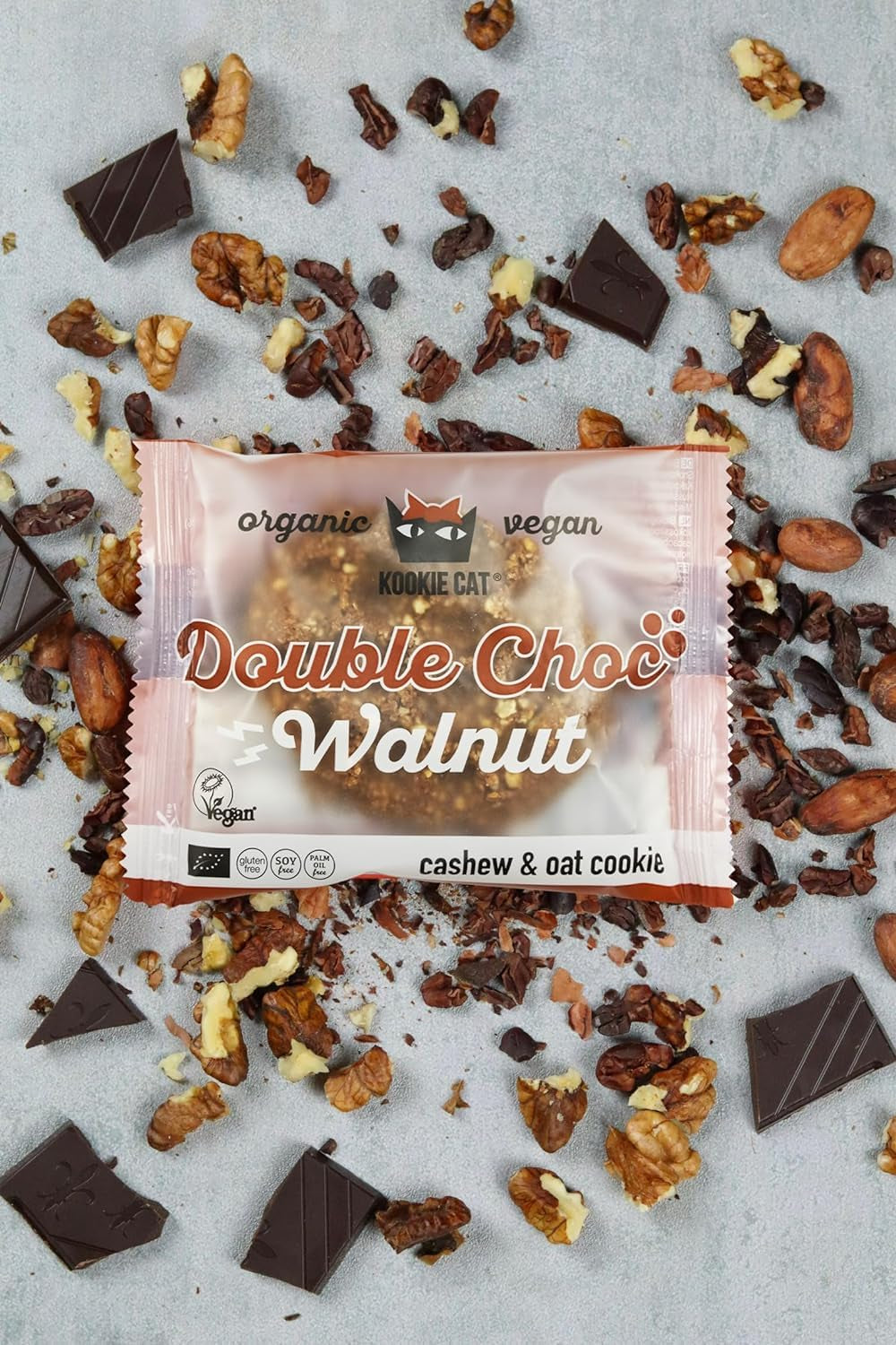 Double Nut Chocolate - Veganistisch, glutenvrij, sojavrij, biologische cashew- en haverkoekjes - 12 x 50 g multi-pack (pak van 2)