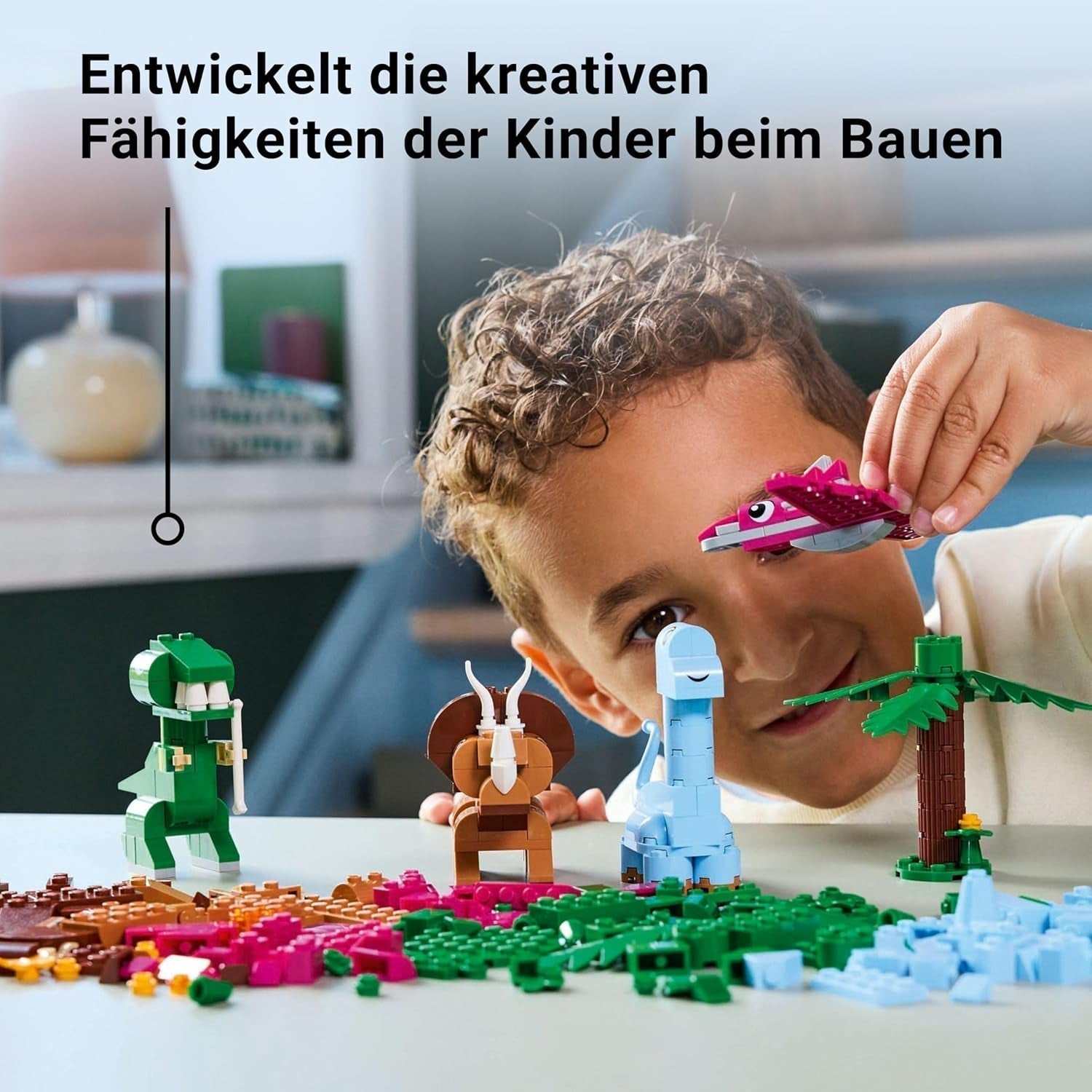 LEGO Classic Creatieve dinosaurussen bouwset met diermodellen en figuren gemaakt van stenen, fantasierijke speelervaring, cadeau voor jongens en meisjes vanaf 5 jaar oud, inclusief T.Rex en Triceratops 11041 Bouwsets Besuche den LEGO-Store