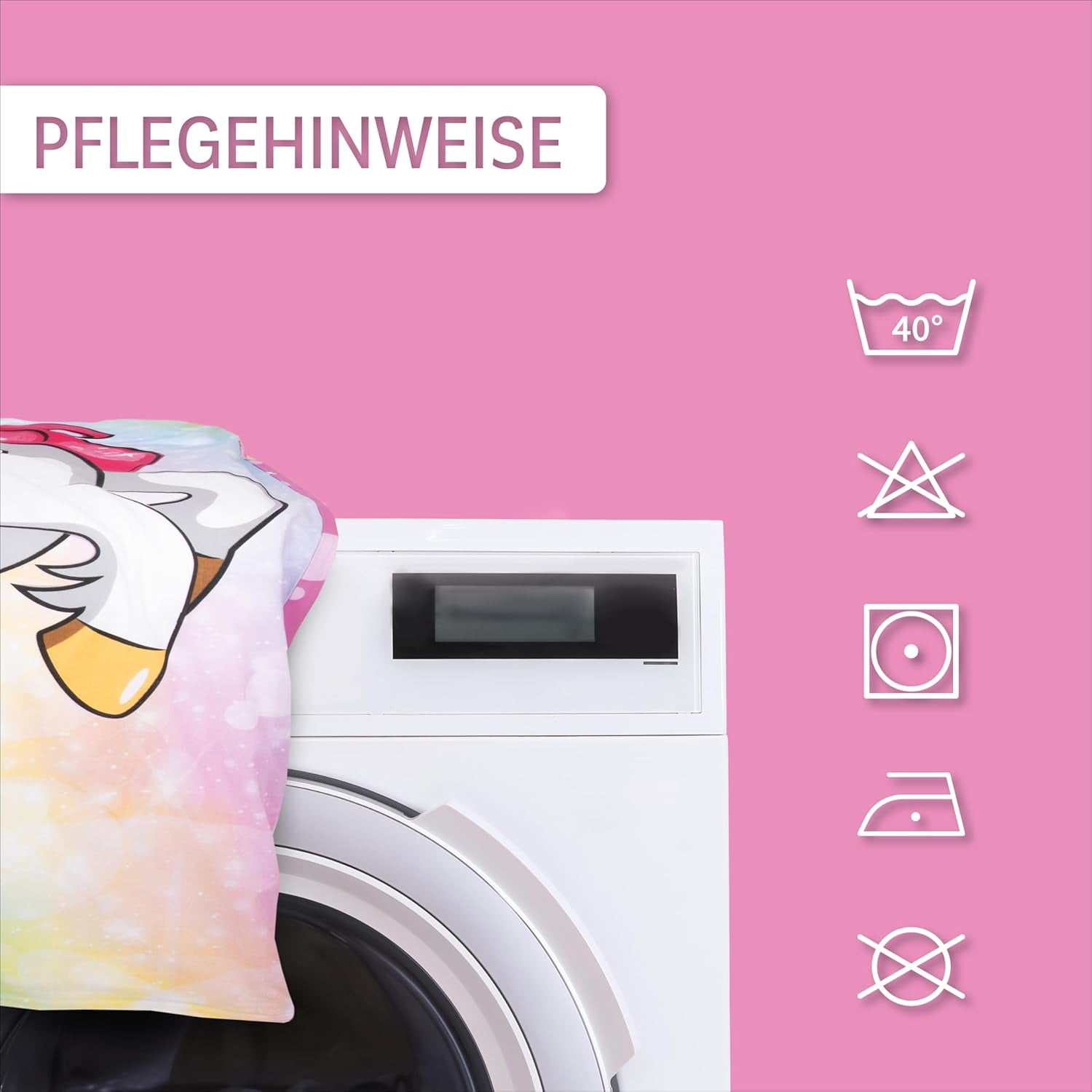 Beddengoed voor meisjes, Eenhoorn, 100 x 135 cm en 40 x 60 cm, katoenen beddengoed - kinderen Naty Shop