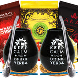 Yerba Mate Theeset voor Twee 150G | Mate thee met guarana en fruit | Losse blad Yerba Mate thee | Zwarte Matte Keramische Beker 350 ml | Stalen rietje Bombilla Liza 19 cm