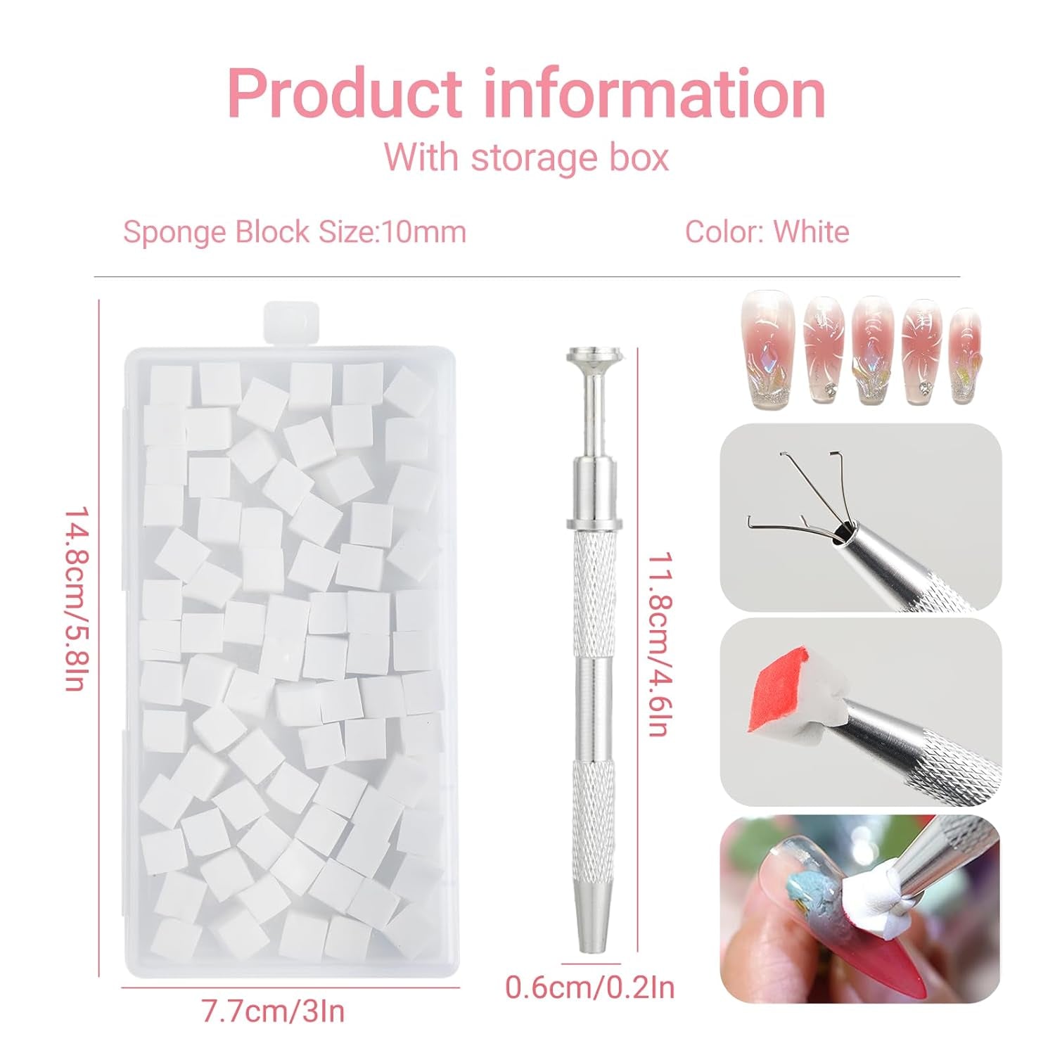 Nägel Selber Machen, Nageldesign-Hilfsmittel, 100 Stück Nail Art Schwämme Mit Metallgreifer, Schwammpinsel & Sponge Brush Applicator voor Gradient Nail Art Designs