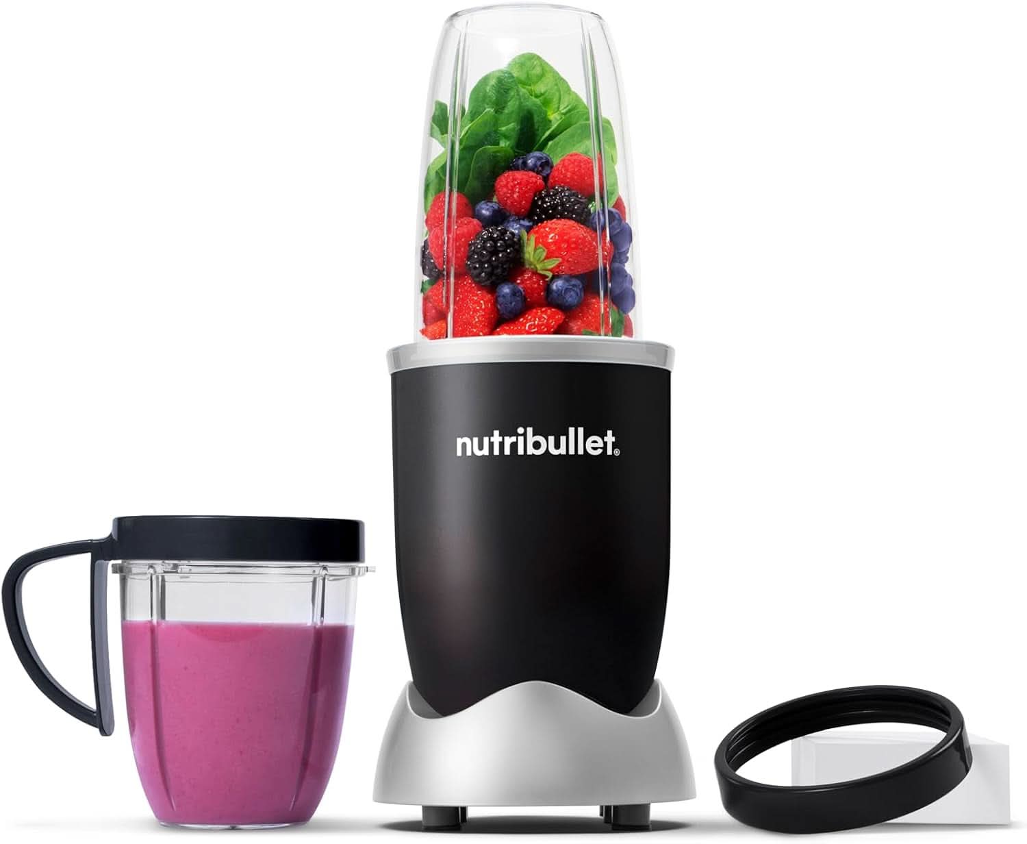 Nutribullet Original, Elektrische Mixer, Zerkleinerer, Smoothiemixer, Smoothie Maker, 600 W Leistung, Einfach Und Schnell in Der Anwendung, Kompakt, Leicht Zu Reinigen, NB603DG Kitchen Naty Shop Schwarz Verpackung Mit Zubehör
