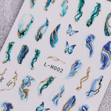 JMEOWIO Nagelsticker Marmor Französische Spitze 10 Blatt Nail Art Sticker Selbstklebend Nagelaufkleber Bunt Decoratie Nageldesign Zubehör