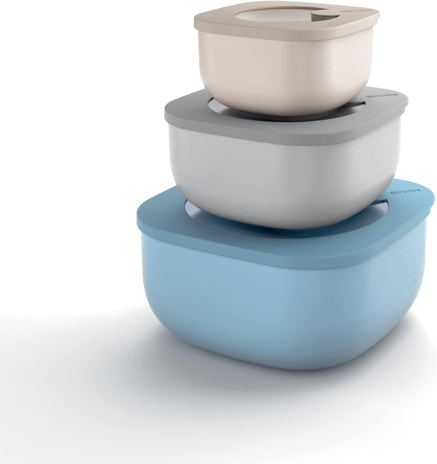 Guzzini - Kitchen Active Design, STORE&MORE Set van 3 luchtdichte dozen voor koelkast/vriezer/magnetron, hoog - 19,5 x 19,5 x h12,3 cm | 750/1550/2800 cc- 17070852 Voedselbewaardozen Naty Shop 19,5 X 19,5 X 9,3 Cm Enkel