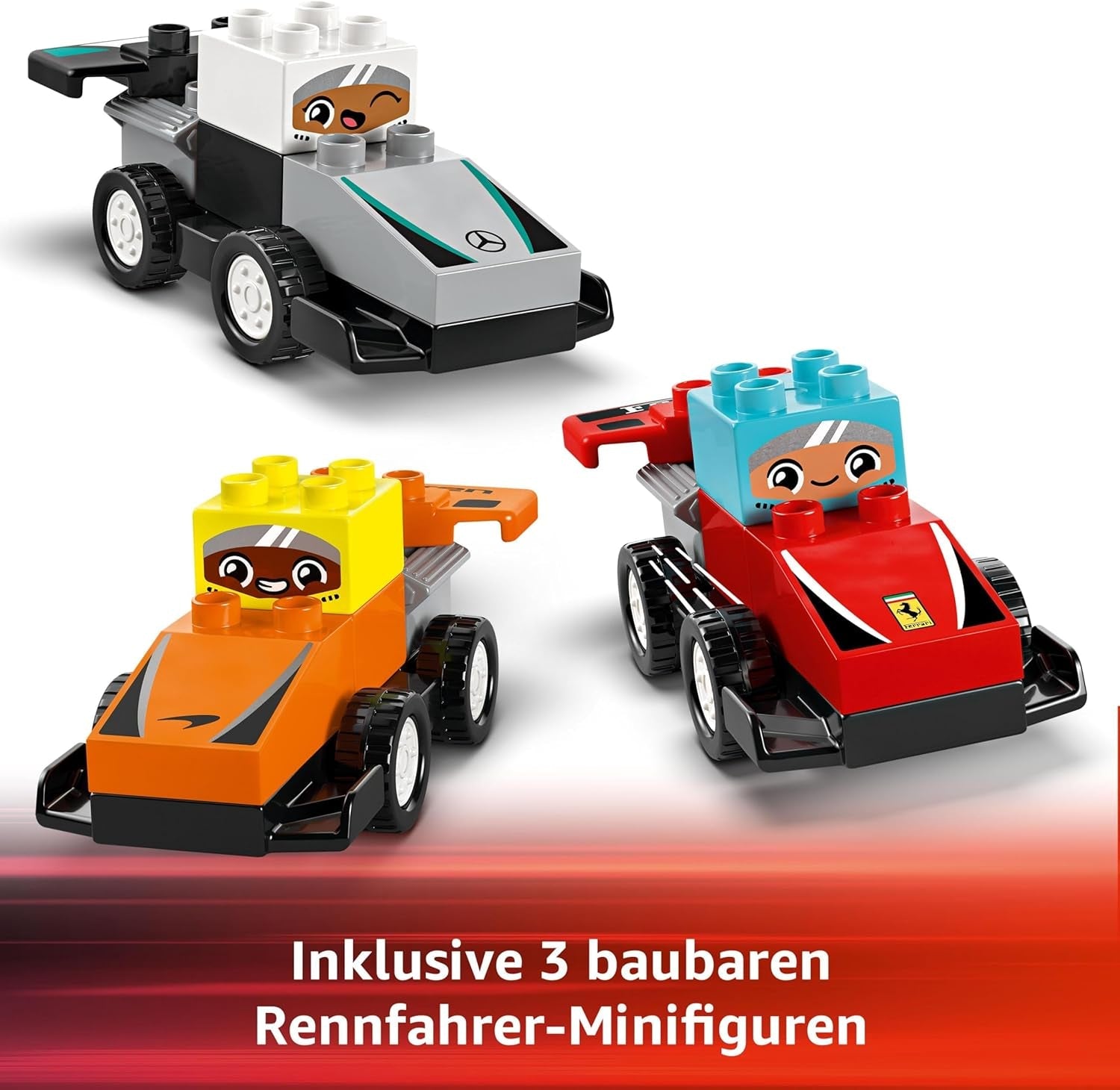 LEGO DUPLO Town F1 Teamraceauto's met racers, bouwspeelgoed voor het hele gezin, fantasierijke speelervaring, verjaardagscadeau voor peuters, jongens en meisjes vanaf 2 jaar 10445 Bouwsets Besuche den LEGO-Store