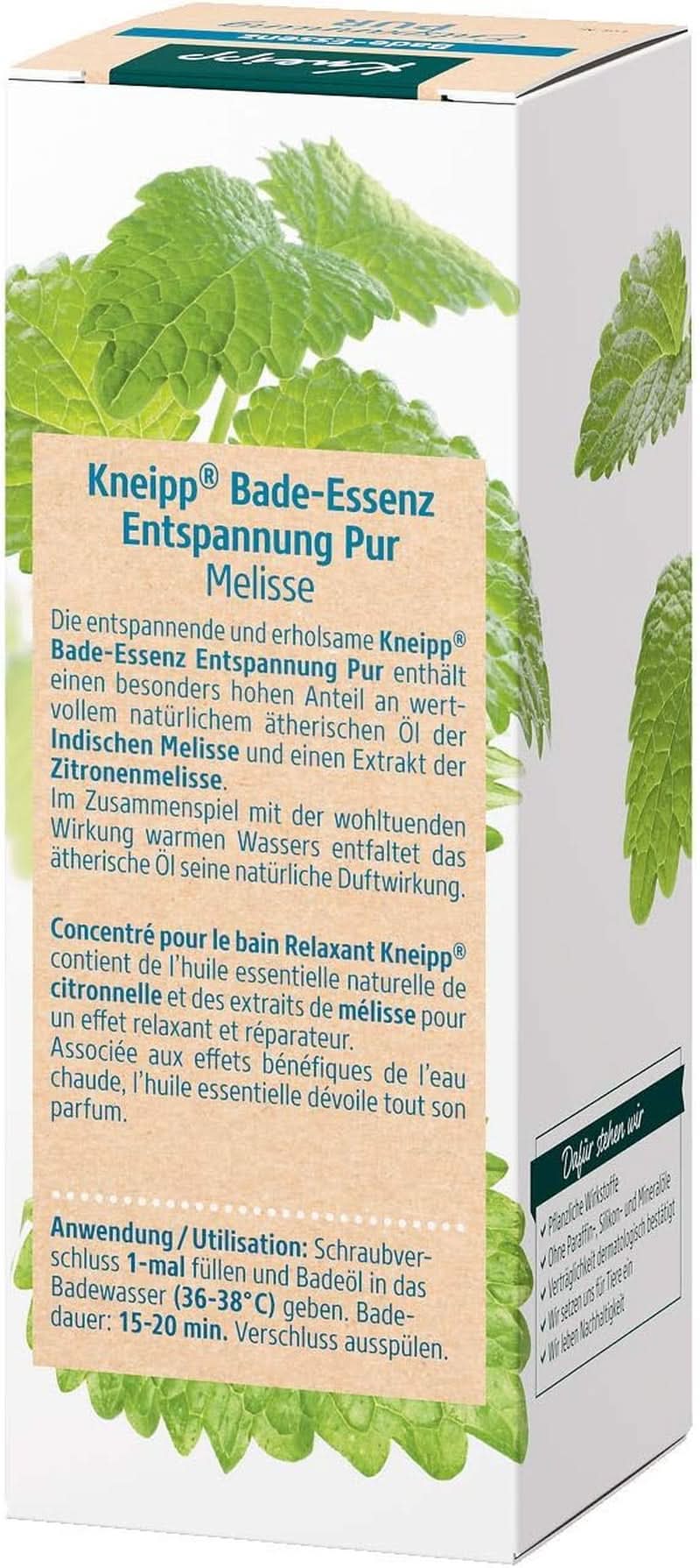 Kneipp Bade, badolie met natuurlijke essentiële olie van Indiase melissa en citroenmelisse-extract, 100 ml Naty Shop
