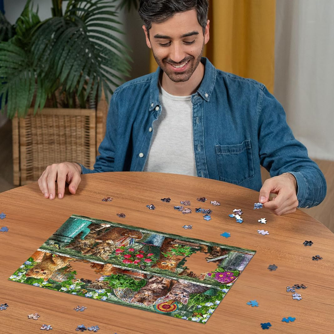 Ravensburger Puzzel 12000205 - Katzen Im Regal - Legpuzzel van 500 stukjes voor volwassenen en kinderen vanaf 10 jaar, dierenpuzzel met kattenmotief Puzzel Naty Shop