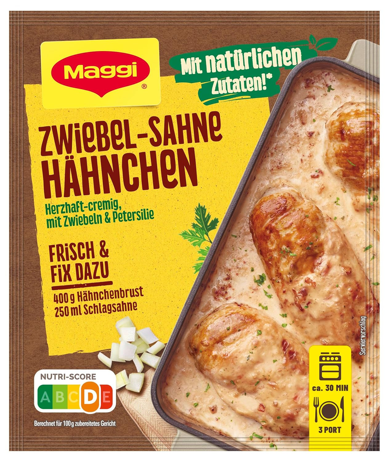 MAGGI Fix voor Zwiebel-Sahne Hähnchen, Würzmischung, met natürliche ingrediënt*, voor 3 porties, 1er-pakket (1 x 26 g)