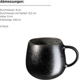 MÄSER Carellia 12-delige ontbijtset - keramiek uit Portugal - reactief glazuur - 4 dessertborden 23 cm, 4 kommen 15 cm, 4 koffiemokken 430 ml - vaatwasser- en magnetronbestendig, grijs