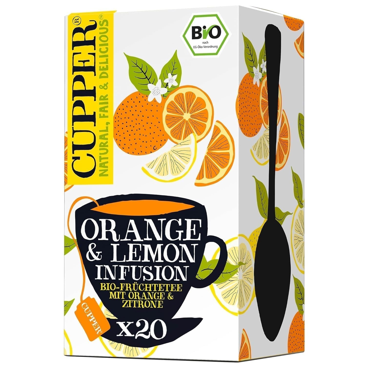 CUPPER Biologische fruitthee "Orange & Lemon Infusion", 20 ongebleekte theezakjes, biologisch, fairtrade