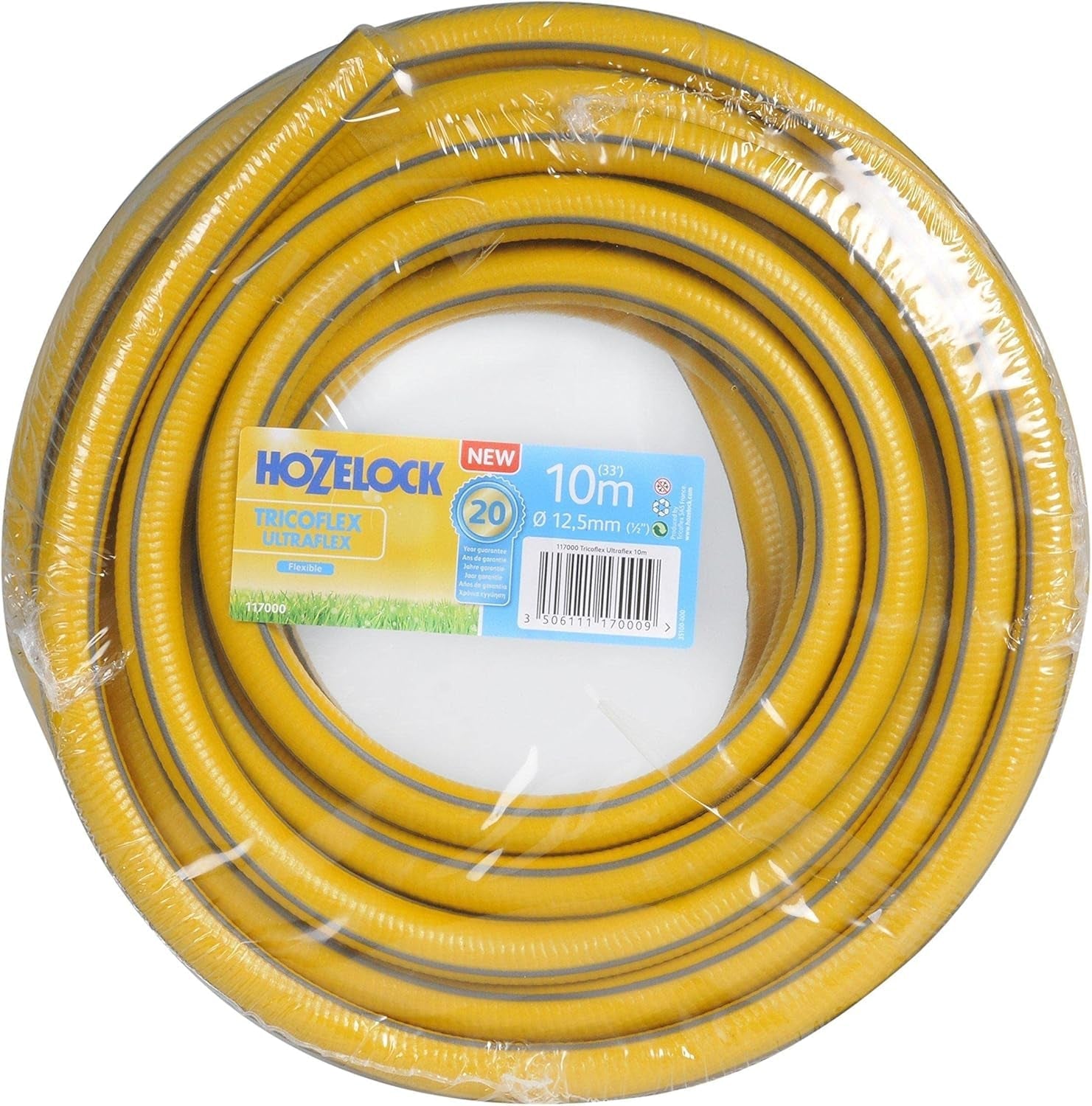 HOZELOCK - Tricoflex Ultraflex Slang Ø 12,5 mm (1/2") 20 M: Flexibele tuinslang, weerbestendig, draai- en buigbestendig, gemaakt van 40% gerecycled PVC [117002], geel