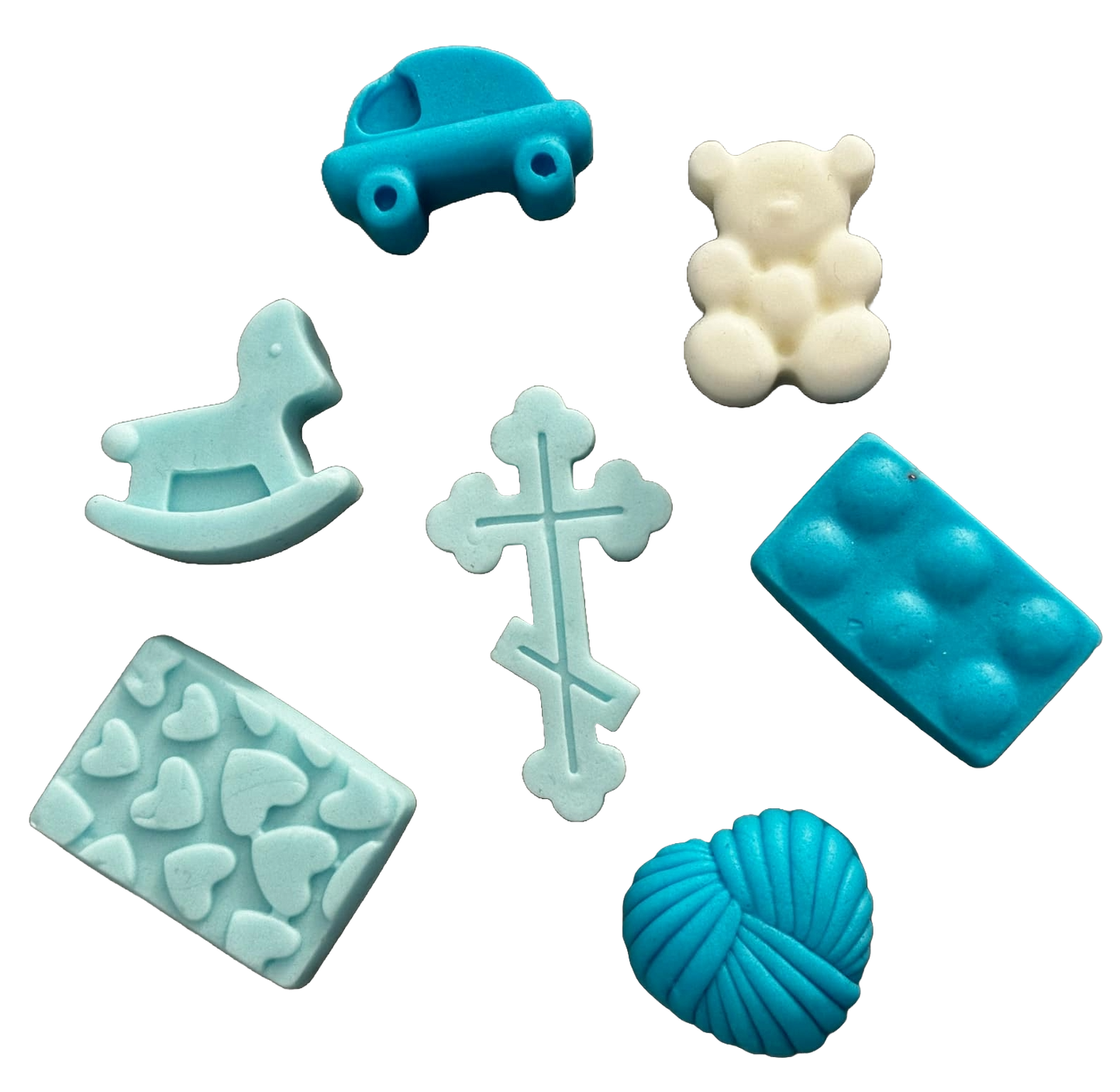 Set van 7 eetbare suikerpasta-decoraties, Batez Sugar Paste Decorations Nati Shop