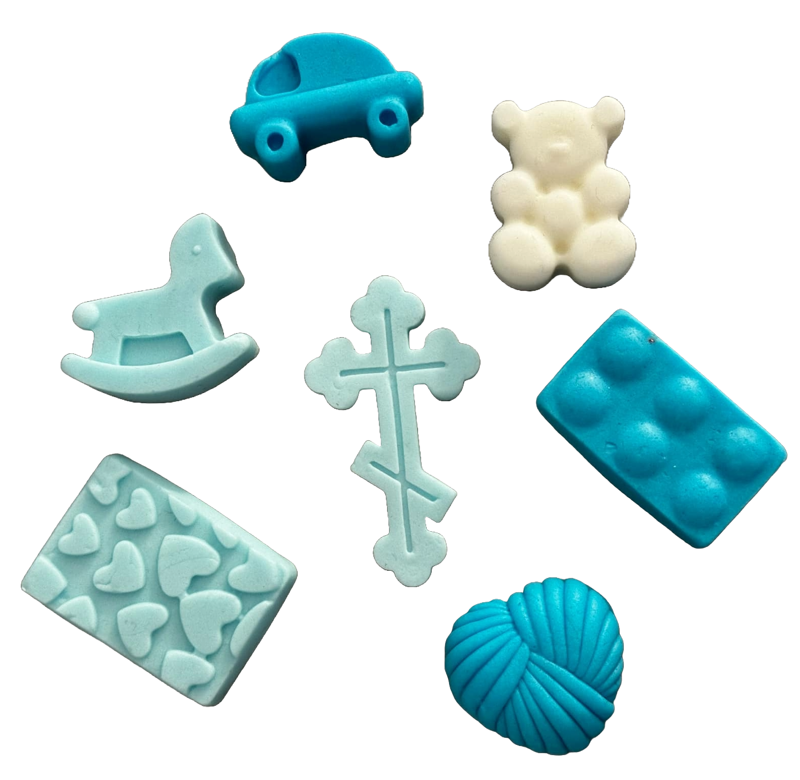Set van 7 eetbare suikerpasta-decoraties, Batez Sugar Paste Decorations Nati Shop