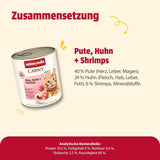 Animonda Carny kattennatvoer kalkoen + kip + garnalen (6 x 800 g), graanvrij, suikervrij natvoer met verse vleesingrediënten
