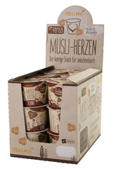 HELLMA Hartjes met Muesli en Chocolade - 18 porties, elk 30 g - Havermout bedekt met chocolade in de vorm van een hart, meeneembekers