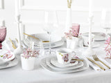 CreaTable, 24024, Square Orchid-serie, 18-delige serviesset voor 6 personen, porseleinen koffieservies, vaatwasmachine- en magnetronbestendig, kwaliteitsproductie