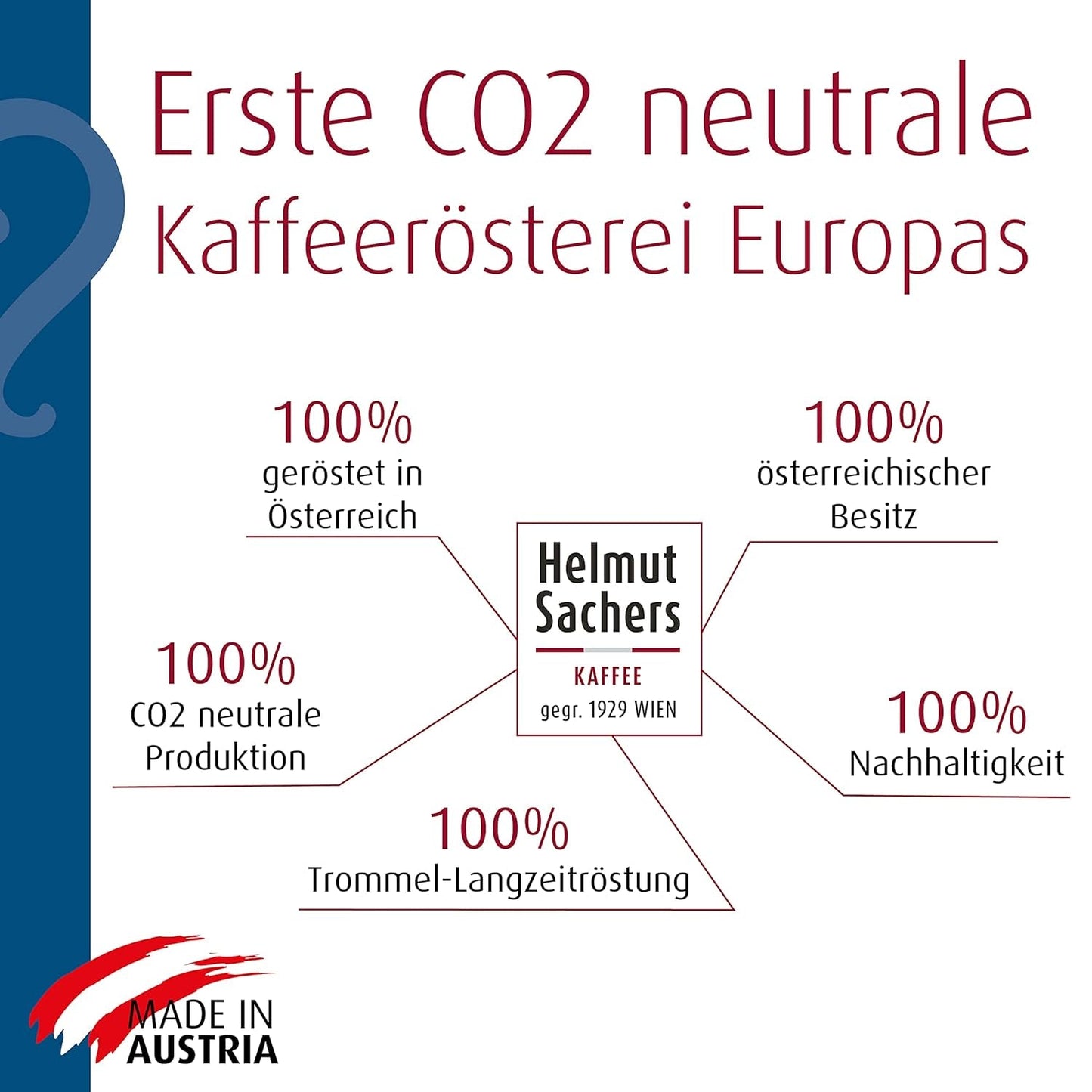 Helmut Sachers Kaffee - Weense melange, sterkte 3/5, 100% Arabica, hele koffiebonen, 6 X 500G Naty Shop
