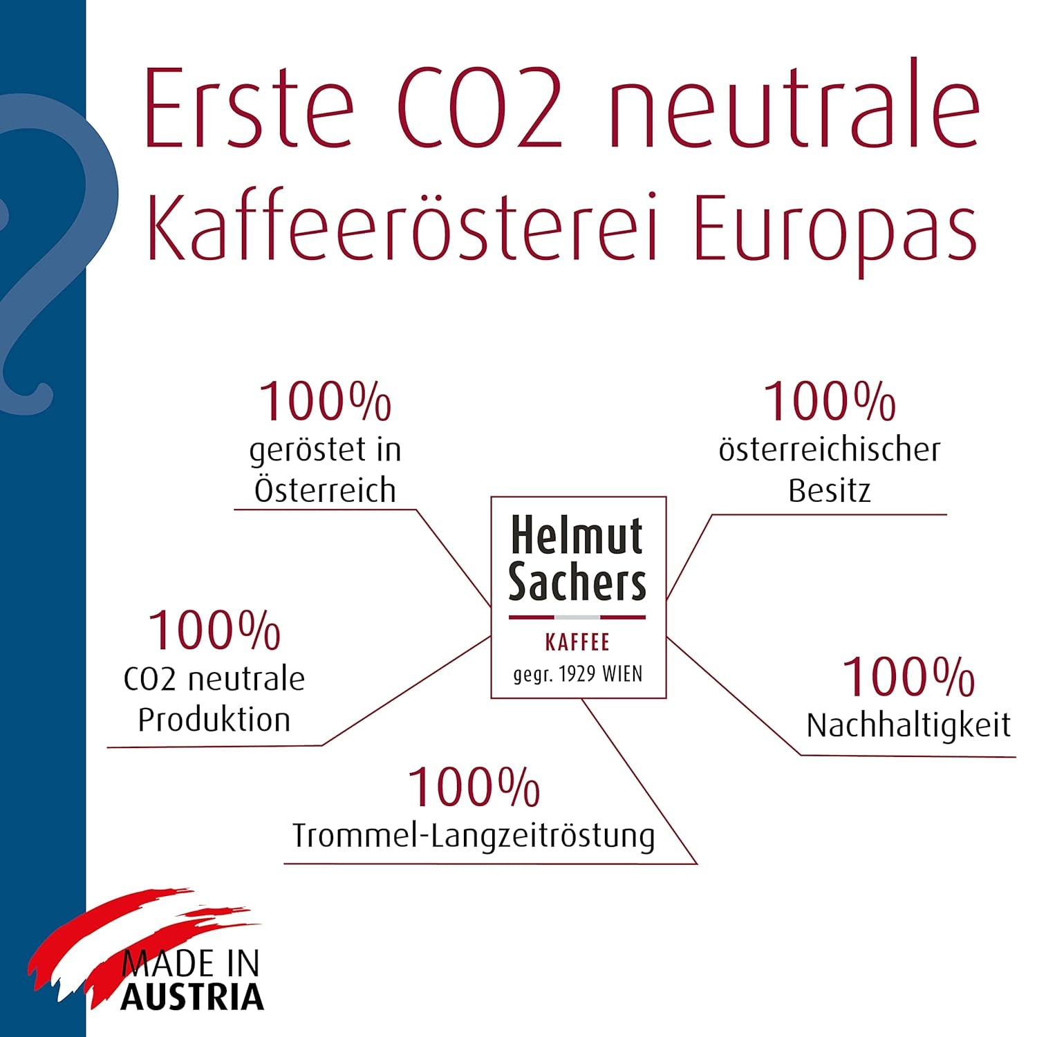 Helmut Sachers Kaffee - Weense melange, sterkte 3/5, 100% Arabica, hele koffiebonen, 6 X 500G Naty Shop
