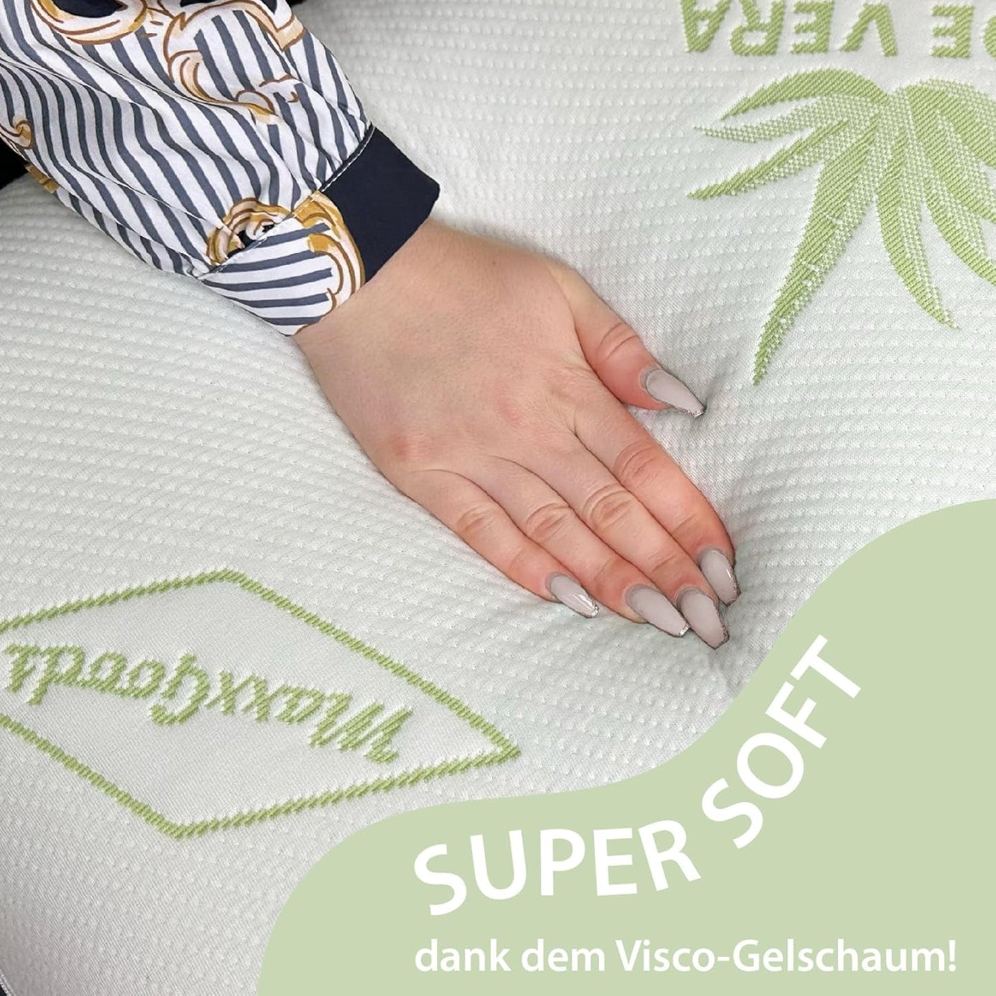 Maxxgoods Orthopedisch kussen Visco gelschuim neksteunkussen met aloë vera beschermhoes en 100% katoenen binnenhoes - kussen voor buik-, rug- en zijslapers (42 cm x 70 cm x 12 cm) Cervicale orthopedische kussens Naty Shop