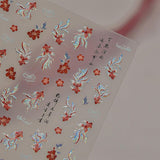 JMEOWIO 3D Nagelsticker Koi Fisch Nail Art Sticker Selbstklebend Nagelaufkleber 5D Stereoskopische Decoratie Nageldesign Zubehör 1 Blatt