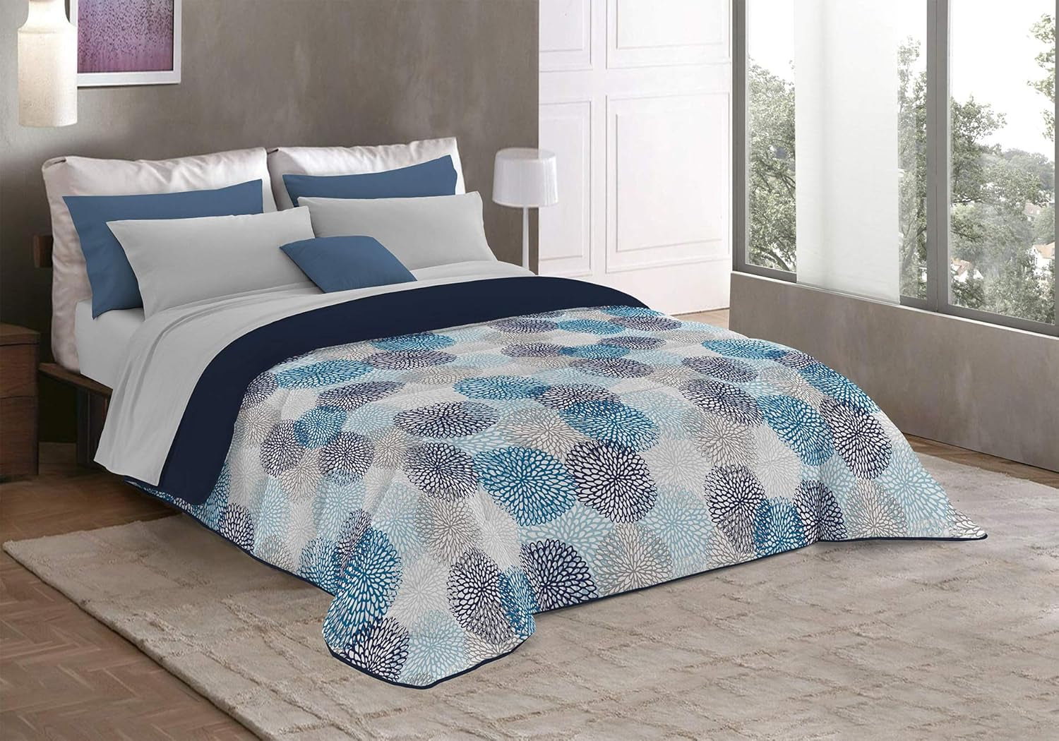 Fantasy T-Fa-Hypnotic-1P Winterdekbed, Microvezel, Hypnotic, 170X260Cm Dekbedden en dekbedden Naty Shop Soffioni Blu 260X260 Cm