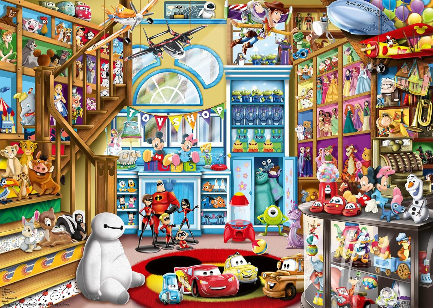 Ravensburger Puzzel 12000527 - In de speelgoedwinkel - Disney puzzel van 1000 stukjes voor volwassenen en kinderen vanaf 14 jaar Puzzel Naty Shop Retro