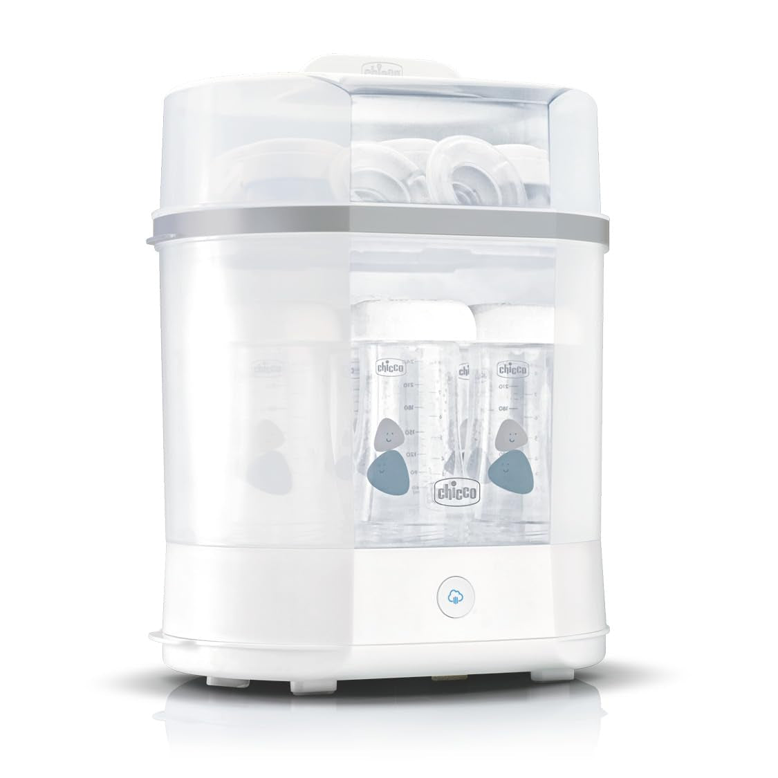 Chicco modulaire sterilisator met droogfunctie, babyflessensterilisator, bijtring en fopspeen met auto-stop, magnetronbestendig, geschikt voor het steriliseren van maximaal 6 flessen van 330 ml
