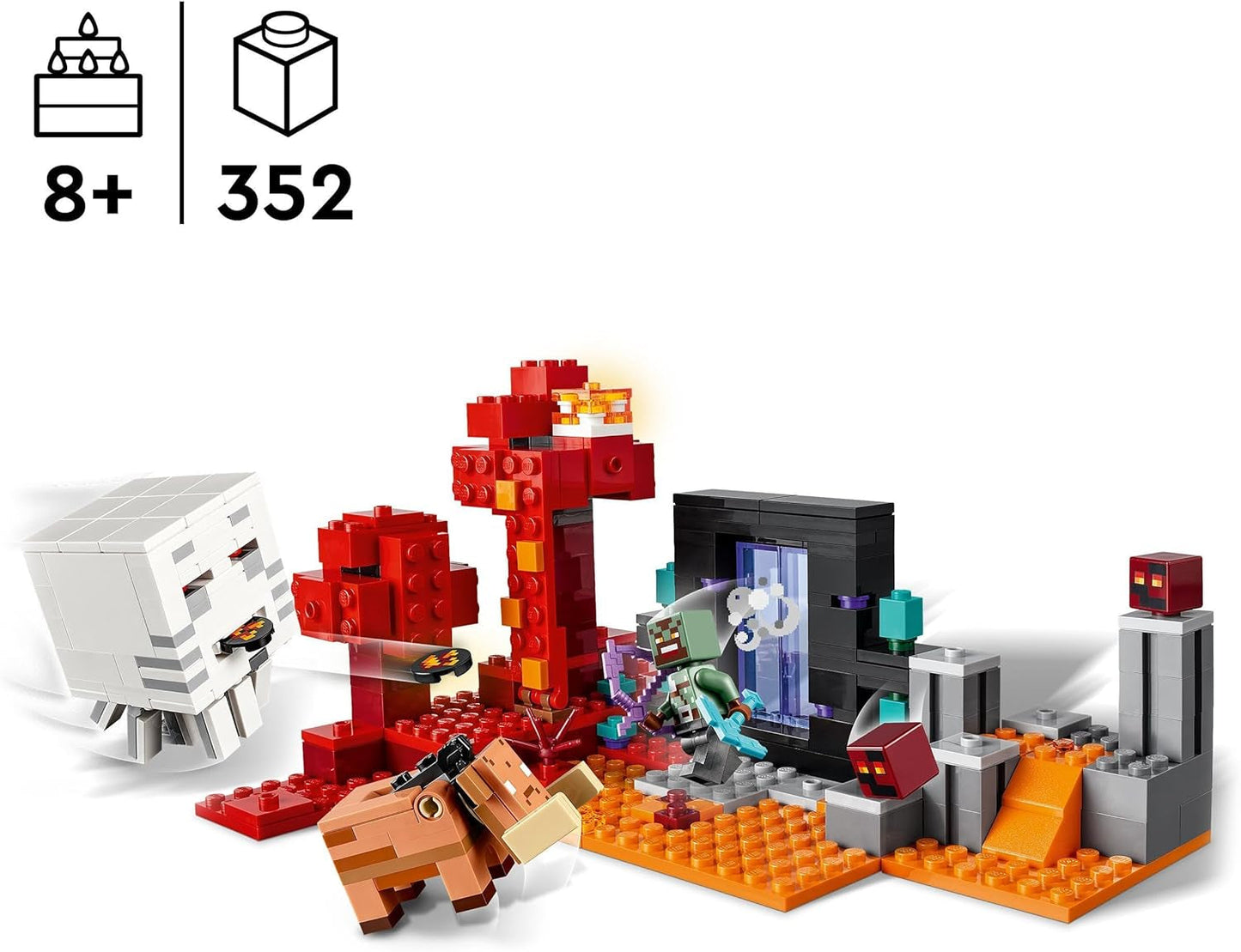 LEGO Minecraft Hinderlaag bij het Nether Portal Netherspelspeelgoed voor kinderen met gevechtsscènes en legendarische figuren inclusief Ghast-cadeau voor gamerjongens en -meisjes vanaf 8 jaar oud 21255 Bouwsets Bekijk de LEGO-Store