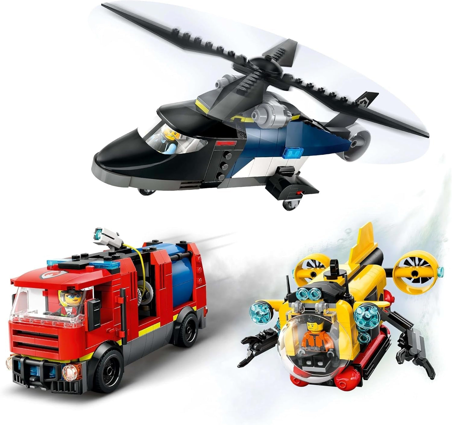 LEGO City Combiset met helikopter, leeuwenauto en onderzeeër en 3 minifiguren - bouwbare speelgoedvoertuigen voor jongens en meisjes vanaf 7 jaar - verjaardags- en feestdagencadeau 60462 Bouwsets Besuche in LEGO-Store