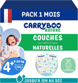 - Luiermaat 4+ 9-20 kg – Ökologische Babywaidern – natürliche Babypflege, hypoallergeen, ohne Parfüm und auslaufsicher – hermestellung in Frankreich – 126 wegwerpluiers – 1 maand