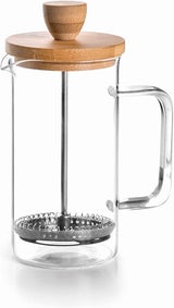 - Frans koffiezetapparaat, koffiepers, zuigerkoffiezetapparaat, Franse filterkoffiekan, 3 kopjes, 0,35 l, staal en hout