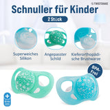 Twistshake Babyfopspenen – 2 stuks | Orthodontische vorm | Ultralicht | Zachte siliconen speen | BPA-vrij | Geschikt voor baby's vanaf 6 maanden | Blauw Groen