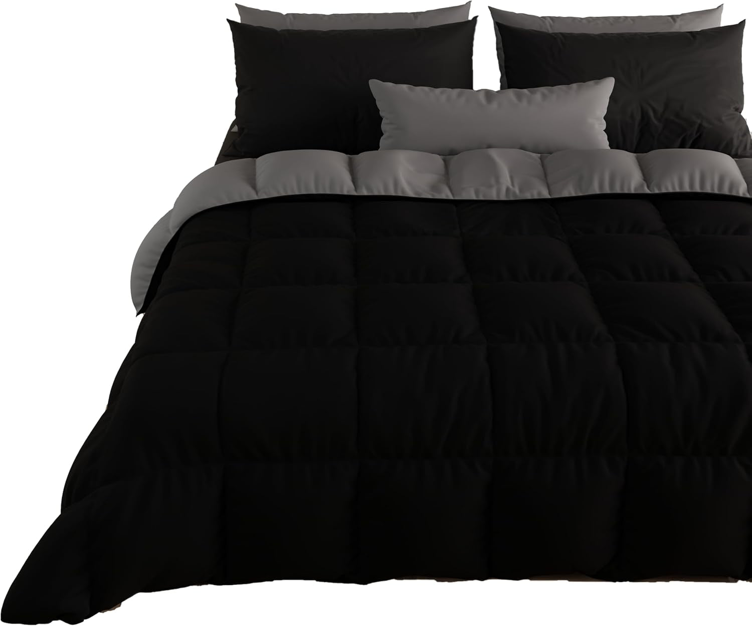 PETTI Artigiani Italiani - Winterdeken voor tweepersoonsbed, maxi, monochroom, dubbelzijdig, wit, grijs, 100% Made in Italy Dekbedden en dekbedden Naty Shop Black Single Standard (150X260 Cm)