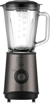 BLACK+DECKER Keukenmixer | 500W | 2 snelheden | Pulsfunctie | Glasrug | 1,5L | Edelstahlmesser Mit 4 Klingen | Herausnehmbar en Leicht Zu Reinigen | Weiß Und Grau Keuken Naty Shop 800W Edelstahl