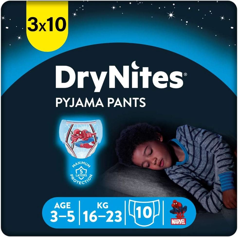 HUGGIES Drynites nachtluiers, voor jongens 4-7 jaar (17-30 kg), 30 stuks Naty Shop 30 stuks 3 - 5 jaar (16 - 23 Kg)