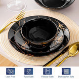 LOVECASA Daphne-serie porseleinen serviesset SWEET 24-delige combinatieset gouden design dinerborden dessertborden ontbijtgranenschalen en dinerborden voor 6 personen