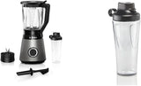 Bosch Standmixer Vitapower Serie 4 MMB6174SN, Verbesserte Versie, Hoge Edelstahl-Klingen, 1,5L Glasbehälter, 0,6L To-Go-Flasche, Spülmaschinenfeste Teile, 30.000 U/Min, 1200 W, Silber Bucatarie Naty Shop Bundle Mit Flasche 0,6 L 2-In-1, Neu Met 10 Jahre Motorgarantie