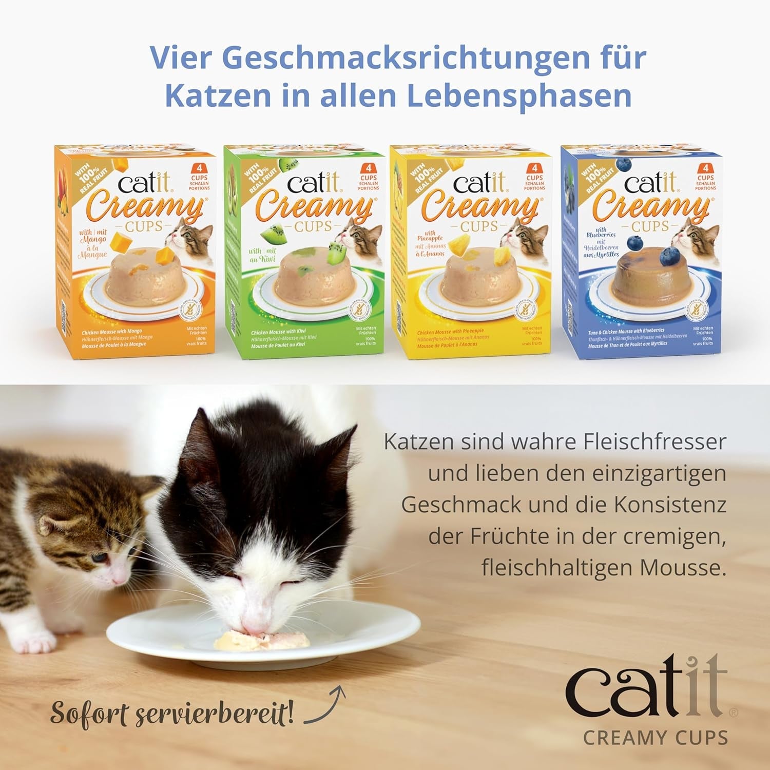 Catit Romige Cups, Tonijn en Kip met Bosbessen, 4x25g