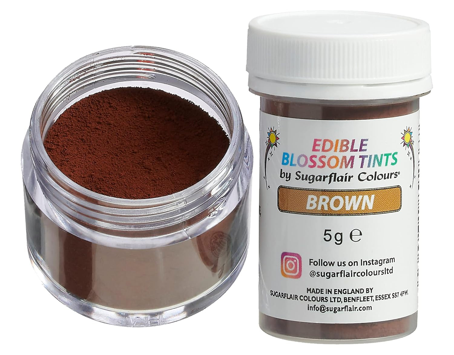 Sugarflair Blossom Tint Dust Brown - Kleurstofpoeder voor taartdecoraties, fondant, glazuur, chocolade, botercrème, macarons en meer - 5G