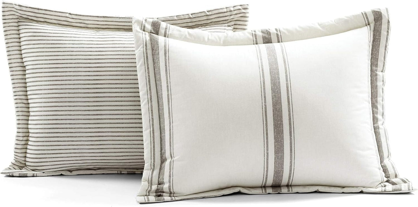 Lush Decor Boerderijquilt met strepen, Full/Queen, grijze dekbedden en dekbedden Naty Shop