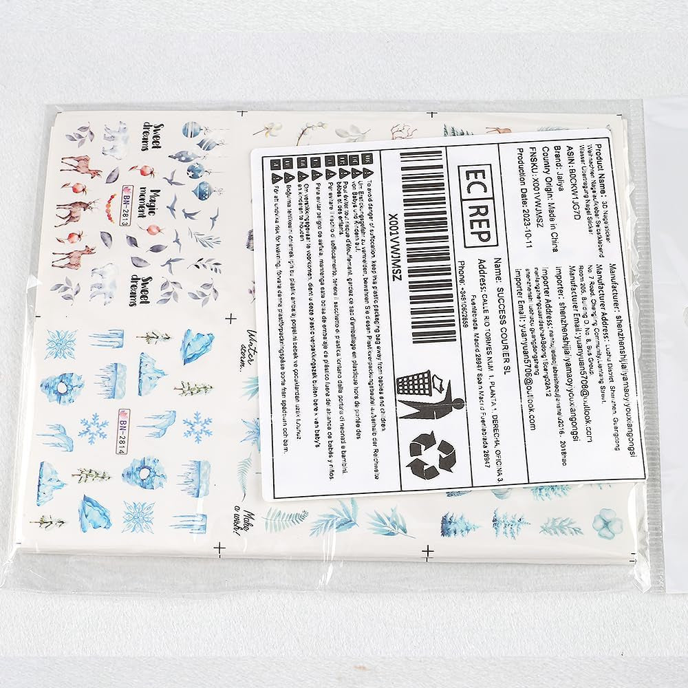 3D-kerstnagelstickers Zelfklevende wateroverdracht Kerstboom Sneeuwvlok Eland Pinguïn Kerstnagelkunst Winternagelontwerpen Kerststickers Nagelaccessoires