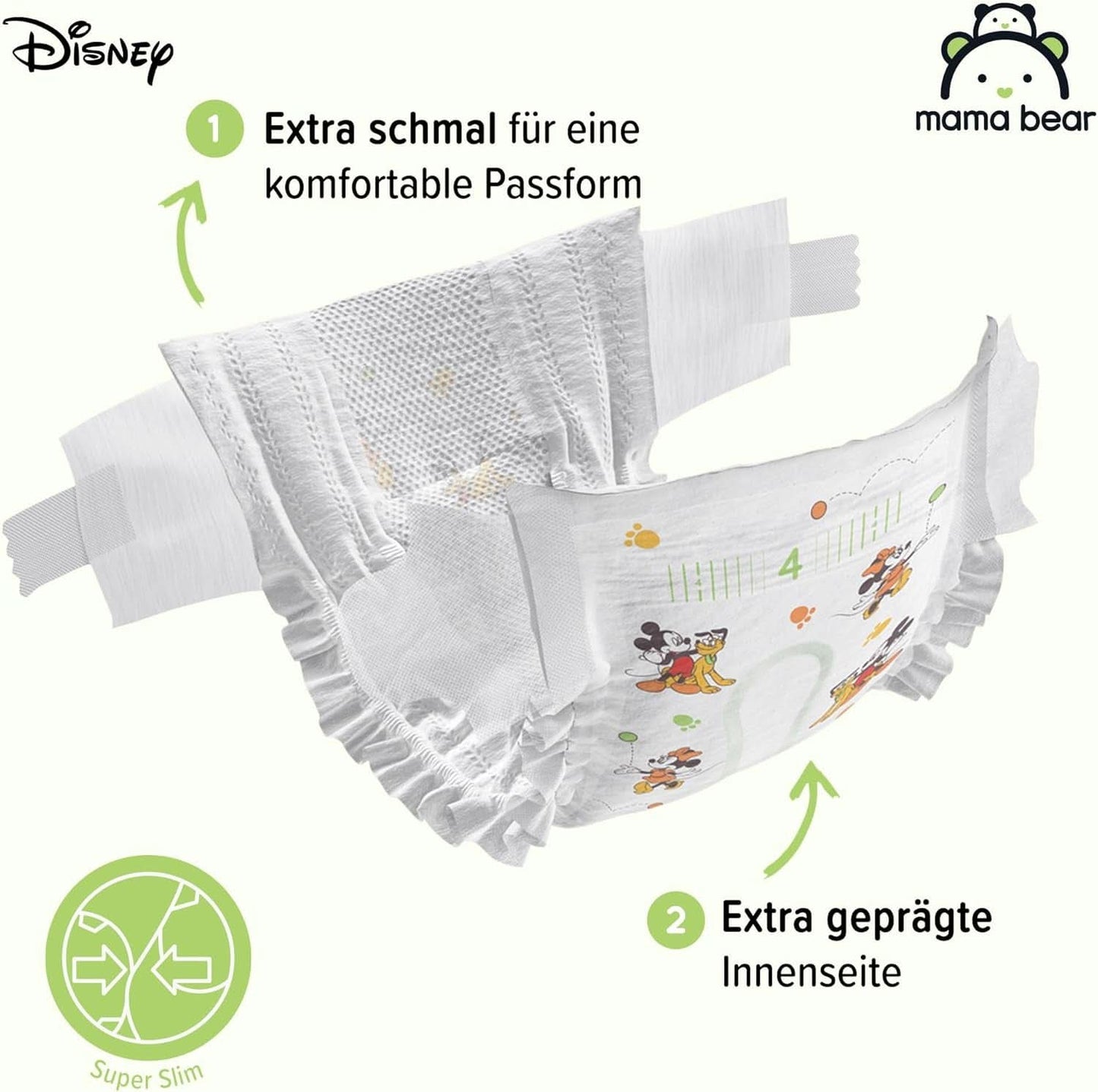 Luiers Mama Bear Disney Ultra Dry maat 4 (8-14 kg), wit, 84 stuks (1 verpakking) Naty Shop
